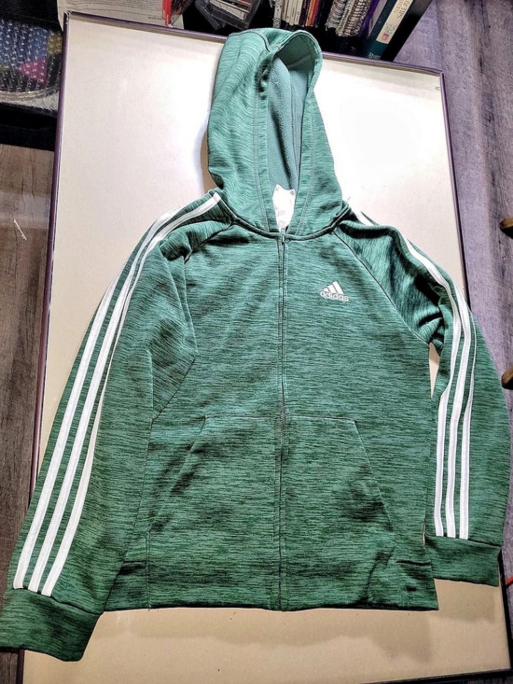 adidas Green Hooded Track Jacket Size Medium Like New